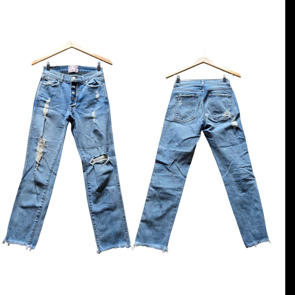 💜REVICE Jeans Light Wash Dream Fit‎ Button Fly USA Flag Frayed 27